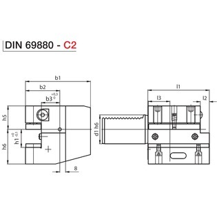 Porte-outil axial gauche forme c2